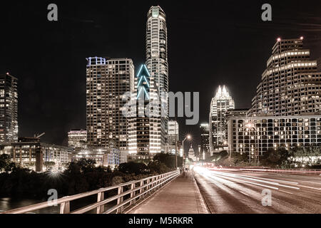 Toits de Austin, Texas de la Congress Avenue Bridge Banque D'Images