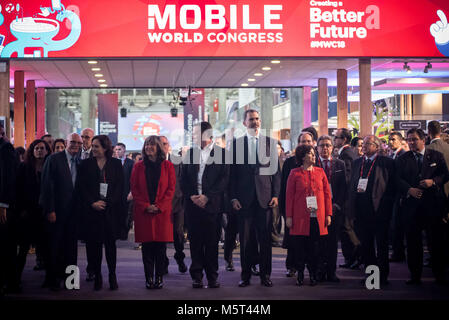 Barcelone, Catalogne, Espagne. Feb 26, 2018. Le roi d'Espagne Felipe VI assiste à l'ouverture du Mobile World Congress 2018 à Barcelone. Crédit : Jordi Boixareu/ZUMA/Alamy Fil Live News Banque D'Images