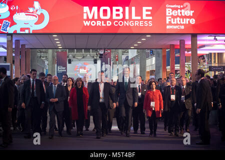 Barcelone, Espagne. 26 Février, 2018. Le roi d'Espagne Felipe VI assiste à l'ouverture du Mobile World Congress 2018 à Barcelone. Crédit : Jordi Boixareu/Alamy Live News Banque D'Images