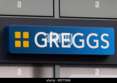 Greggs bakery shop sign logo. Banque D'Images