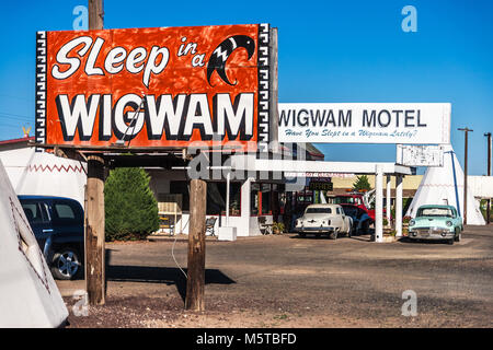 La célèbre Wigwam Motel le long de la route 66 situé à Holbrook, Arizona. Banque D'Images