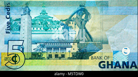 5 5 Ghana cedi Bank Note Banque D'Images