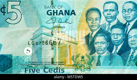 5 5 Ghana cedi Bank Note Banque D'Images