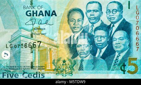 5 5 Ghana cedi Bank Note Banque D'Images