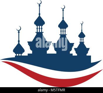 Modèle de conception de logo mosquée Vector Illustration de Vecteur