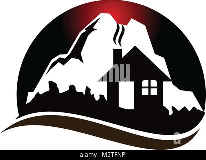 Auberge de montagne Modèle de conception de logo Vector Illustration de Vecteur