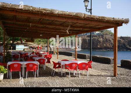 Restaurant, Cidade Velha, l'île de Santiago, Cap-Vert Banque D'Images