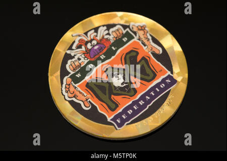 Pogs (lait pac) de collection qui était un jeu pour enfants dans les années 1990 Banque D'Images