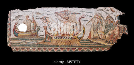 Mosaïque romaine représentant Ulysse résistant aux chansons des Sirènes à son retour de Troie. En perruque Odyssey il est dit que, lorsque de retour d'Ulysse ho Banque D'Images