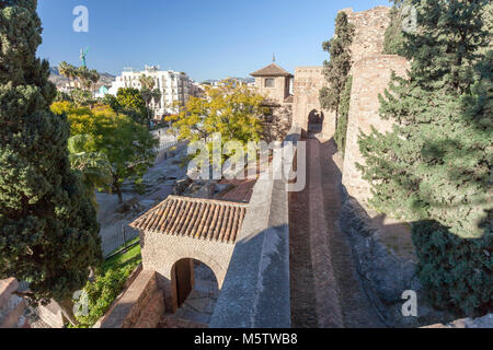 Monument historique, la Alcazaba, la fortification de palais.Malaga, Espagne. Banque D'Images