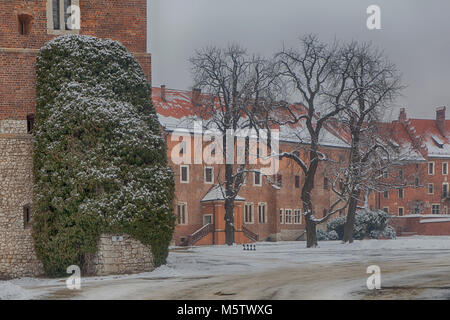 Cracovie, Pologne - 12 février 2018. Le Château Royal de Wawel sur la colline de Wawel Banque D'Images