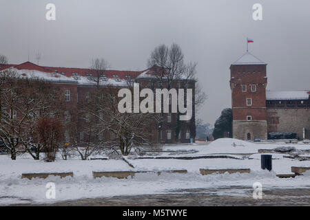 Cracovie, Pologne - 12 février 2018 Le Château Royal de Wawel sur la colline de Wawel Banque D'Images