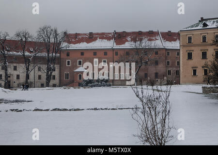 Cracovie, Pologne - 12 février 2018 Le Château Royal de Wawel sur la colline de Wawel Banque D'Images