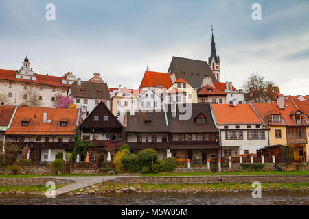 Waterfront de Cesky Krumlov Banque D'Images