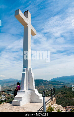 Cruz del Castillo de Santa Catalina. Ciudad de Jaén. L'Andalousie. España Banque D'Images