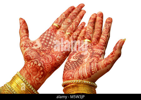 Mehandi, l'application de henné comme décoration de mariage indien dans la peau, Banque D'Images