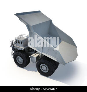 Grand grand routier prêt pour gros travaux dans une mine. Sur blanc. 3D illustration Banque D'Images