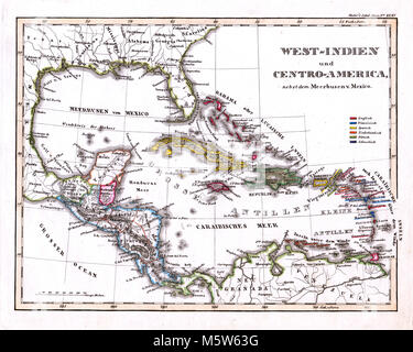 1844 Stieler Site - Antilles - Mer des Caraïbes - Cuba Jamaïque République dominicaine Antilles néerlandaises Bahamas Iles Vierges Britanniques Banque D'Images