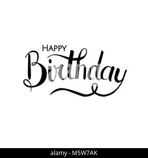 Vector illustration moderne manuscrite lettrage brosse de joyeux anniversaire sur fond blanc. Carte de voeux. Illustration de Vecteur