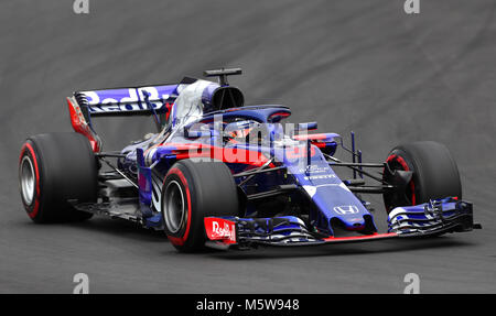 Brendon Hartley de Toro Rosso pendant la première journée d'essais pré-saison au circuit de Barcelone-Catalunya, Barcelone. APPUYEZ SUR ASSOCIATION photo. Date de la photo: Lundi 26 février 2018. Voir PA Story AUTO Barcelona. Le crédit photo devrait se lire comme suit : Tim Goode/PA Wire. Banque D'Images