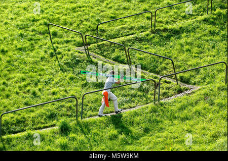 En été, Ski Jump Meinhardus, Lüdenscheid, Rhénanie du Nord-Westphalie, Allemagne, Europe Banque D'Images