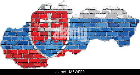 République slovaque carte sur un mur - Illustration, Grunge la carte et drapeau de la Slovaquie sur un mur de briques, la Slovaquie avec carte à l'intérieur du pavillon Illustration de Vecteur