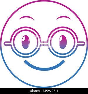 Ligne dégradées nerd geste visage expression emoji Illustration de Vecteur