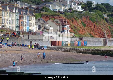 Les travaux de réfection de la ligne de chemin de fer, Riviera Dawlish, après la grande tempête du 05 mars 2014. L'ingénierie d'infrastructure réseau. Le sud du Devon, Royaume-Uni. Banque D'Images