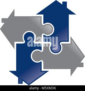 Jigsaw Accueil Logo Design Template Vector Illustration de Vecteur