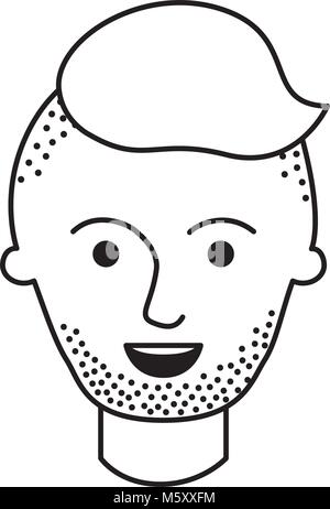 Visage masculin avec une décote de fondu et barbe de silhouette en monochrome Illustration de Vecteur