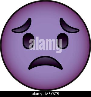 Dessin Animé Emoticon Violet Visage Triste Vecteurs Et