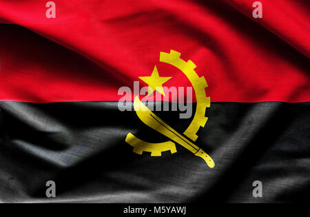 Drapeau de l'Angola dans le vent Banque D'Images