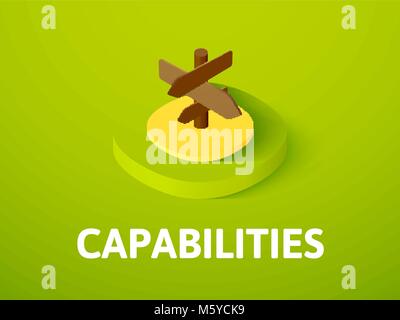 Icône isométrique fonctionnalités, isolée sur un fond de couleur Illustration de Vecteur