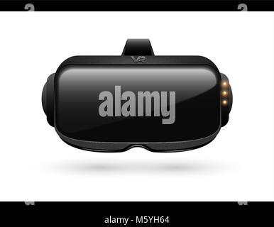 3D réaliste casque de réalité virtuelle fort libre Vue de face. L'innovation futuriste le cyberespace numérique Simulation Technologie Symbole. Vector Illustration de Vecteur