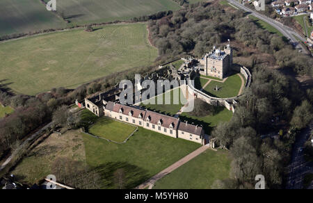 Vue aérienne du château de Bolsover et motif pris de plus de 1500', Derbyshire, Royaume-Uni Banque D'Images