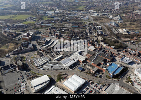 Vue aérienne du centre-ville de Bury, Greater Manchester, UK Banque D'Images