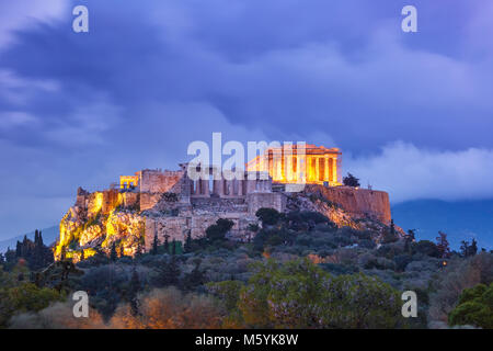 La colline de l'Acropole et le Parthénon à Athènes, Grèce Banque D'Images