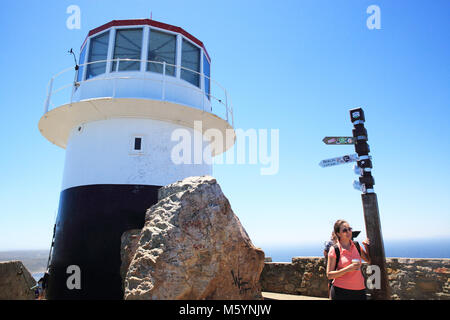 Historique L'ancien phare de Cape Point, un promontoire au NW de la péninsule du Cap, près de Cape Town, Afrique du Sud Banque D'Images