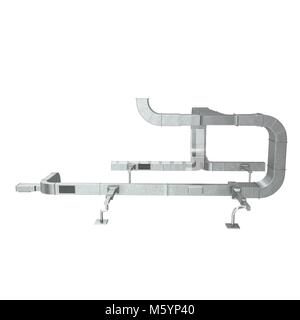 Système de tuyaux de ventilation sur blanc. 3D illustration Banque D'Images