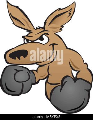 Cute kangourou avec des gants de boxe vector illustration Illustration de Vecteur