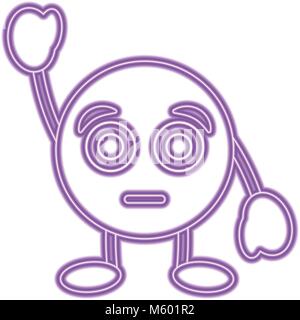 Dessin animé emoticon violet caractère étonné face Illustration de Vecteur