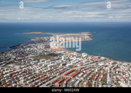 Vue aérienne de Reykjavik, Islande Banque D'Images