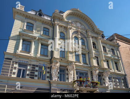 Musée d'Bukovinian Juifs l'histoire et la culture, Jewish National House, 1908, la place du théâtre dans la région de Bucovine, Tchernivtsi, Ukraine Banque D'Images