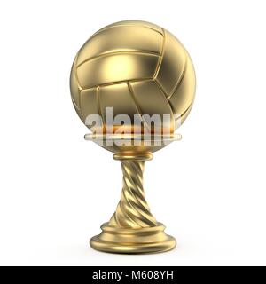 Trophée d'or cup VOLLEY-BALL 3D render illustration isolé sur fond blanc Banque D'Images