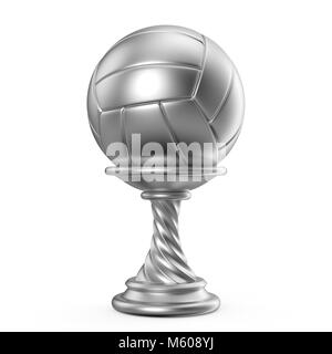 Trophée d'argent cup VOLLEY-BALL 3D render illustration isolé sur fond blanc Banque D'Images