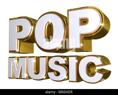 La musique pop d'or logo - illustration 3d Banque D'Images