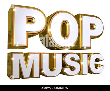 La musique pop d'or logo - illustration 3d Banque D'Images