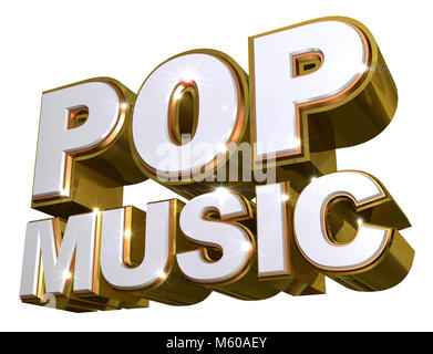 La musique pop d'or logo - illustration 3d Banque D'Images