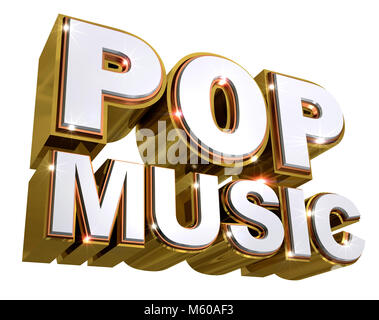 La musique pop d'or logo - illustration 3d Banque D'Images