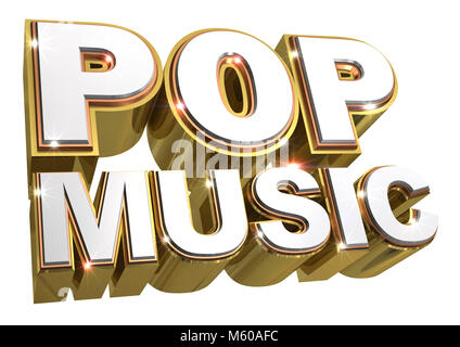 La musique pop d'or logo - illustration 3d Banque D'Images